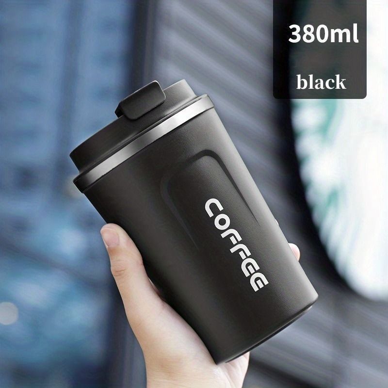 Stainless Steel Insulated Coffee Travel Mug 380ml– 304 Vacuum Double-Layer Cup, Leak-Proof Lockable Lid, Keeps Drinks Hot & Cold, Matte Finish, Portable for Car, Office & Outdoor Use