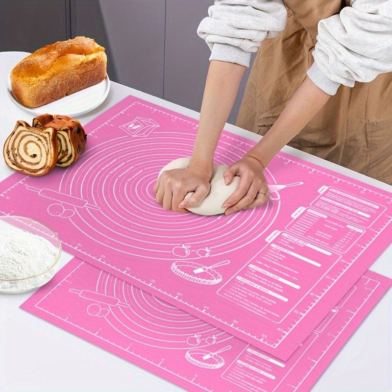 Pink 45x60cm Non-Stick Pastry Mat with Dough