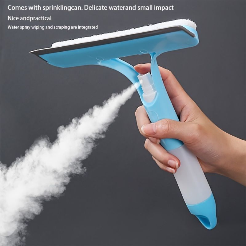 3-In-1 Multi-Functional Glass Cleaning Tool with Built-In Sprinkler – Streak-Free PP Plastic Window, Mirror & Surface Scraper for Kitchen, Bathroom, Bedroom & Living Room – Easy Grip & Durable