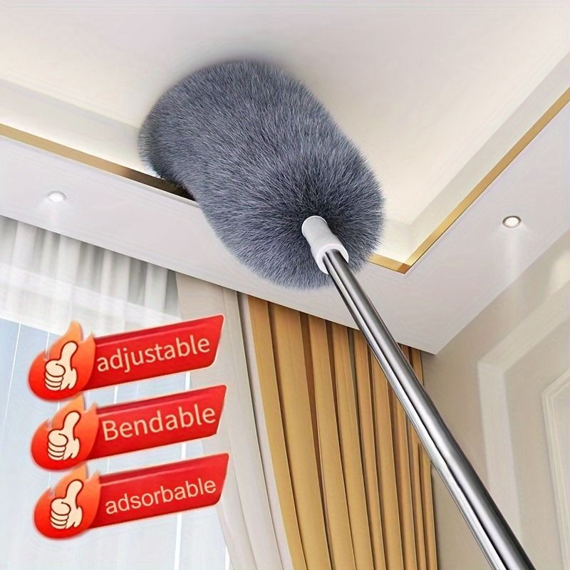 Retractable Dusting Brush with Bendable Head – Heavy-Duty Extendable Pole, Adjustable Bristles for Ceiling Fans, High Ceilings, Furniture, Cars & Tight Corners – Manual Cleaning Tool