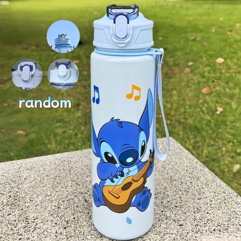 Disney KLM Cartoon Transparent Sports Water Bottle 800ML – Leakproof Pop-Up Lid, Lightweight Rectangle Bottle for Gym, Fitness, Running & Outdoor Hydration – Fun & Durable Gift