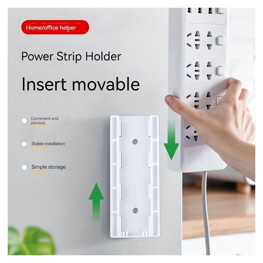 Ultra-Strong Self-Adhesive Wall Mount Socket Organizer – 5 PCS Power Strip & Cable Holder, No-Drill, Traceless, Space-Saving Storage for Home, Office, Kitchen, Bathroom