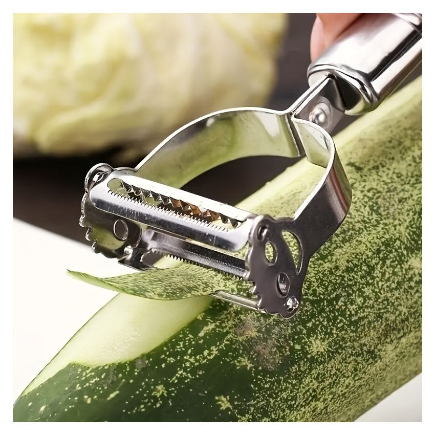 Stainless Steel Multi-Functional Vegetable Peeler & Slicer – Sharp Blade Manual Kitchen Tool for Potatoes, Carrots, Fruits – Ergonomic Handle, Grater, Chopper, Durable
