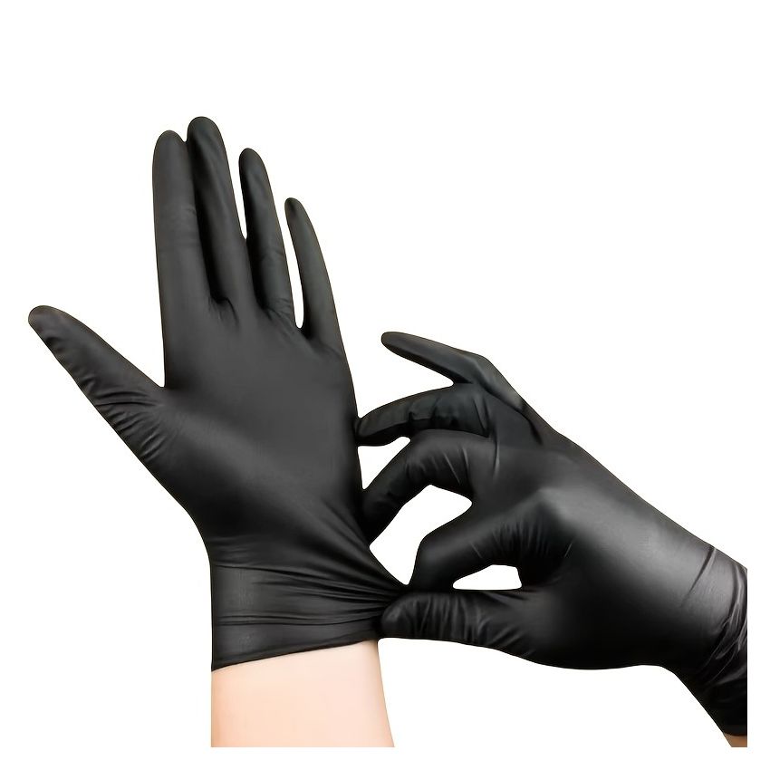 100 PCS Black Nitrile Gloves – Disposable, Latex-Free, Durable, Waterproof, Non-Slip, Food Safe – Ideal for Kitchen, Dishwashing, Cleaning, Indoor & Outdoor Use – Comfortable Fit