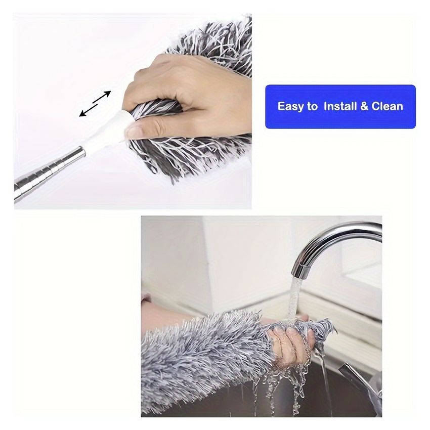 Retractable Dusting Brush with Bendable Head – Heavy-Duty Extendable Pole, Adjustable Bristles for Ceiling Fans, High Ceilings, Furniture, Cars & Tight Corners – Manual Cleaning Tool