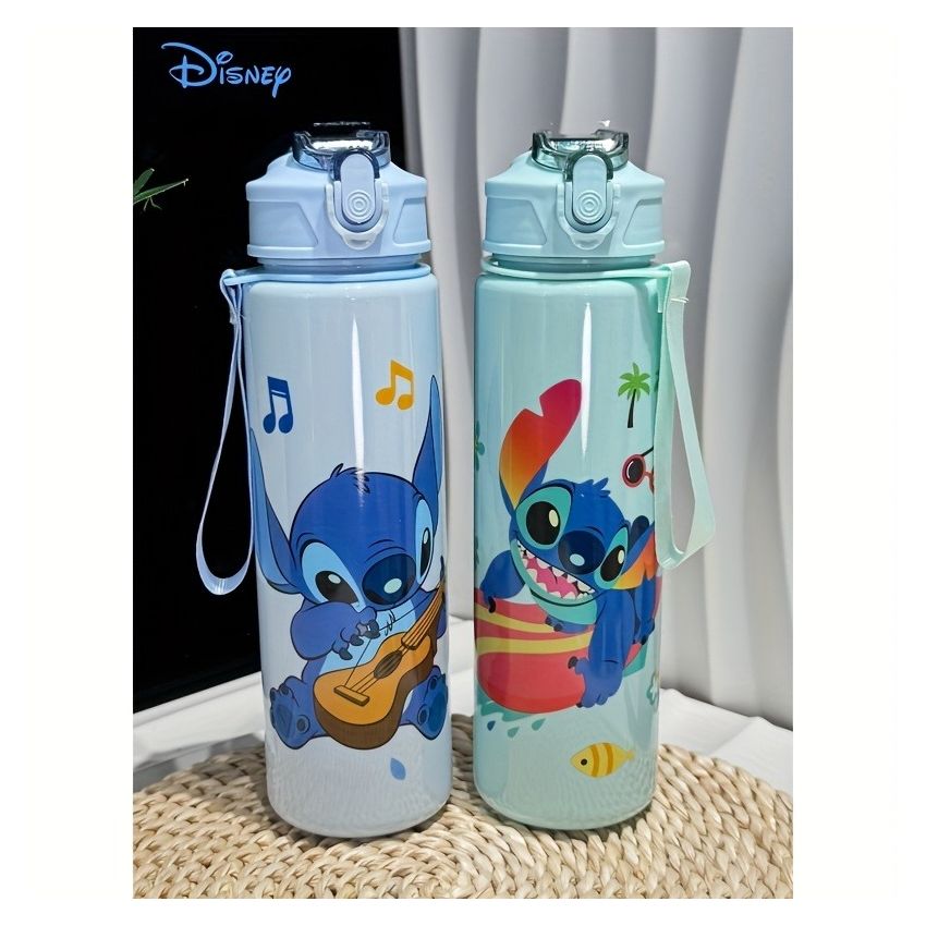 Disney KLM Cartoon Transparent Sports Water Bottle 800ML – Leakproof Pop-Up Lid, Lightweight Rectangle Bottle for Gym, Fitness, Running & Outdoor Hydration – Fun & Durable Gift