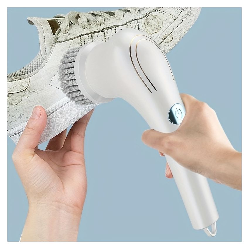 Cordless Electric Rotary Scrubber with 5 Replaceable Brush Heads – Handheld, USB Rechargeable Cleaning Tool for Bathroom, Kitchen, Tile & Floor