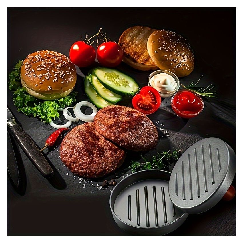 Non-Stick Stainless Steel Burger Press – Heavy-Duty Meat & Muffin Smasher for BBQ, Cheese, Veggies – Grilling & Baking Tool for Outdoor Cooking – Grill Accessory