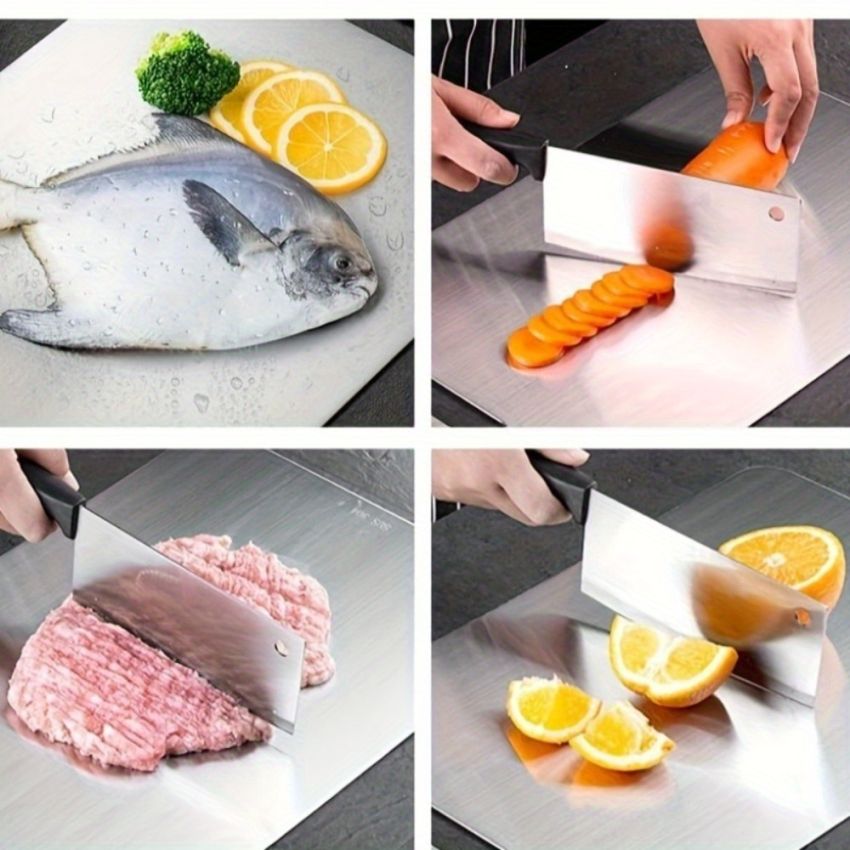 Premium Double-Sided Stainless Steel Chopping Board – Food Grade, Rust-Resistant, Dishwasher Safe & Durable – Ideal for Kitchen