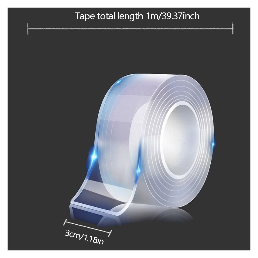 Double Sided Adhesive Tape – Washable & Reusable Transparent Nano Gel Tape | Strong Multipurpose Mounting Tape for Kitchen, Bathroom, Home, and Office