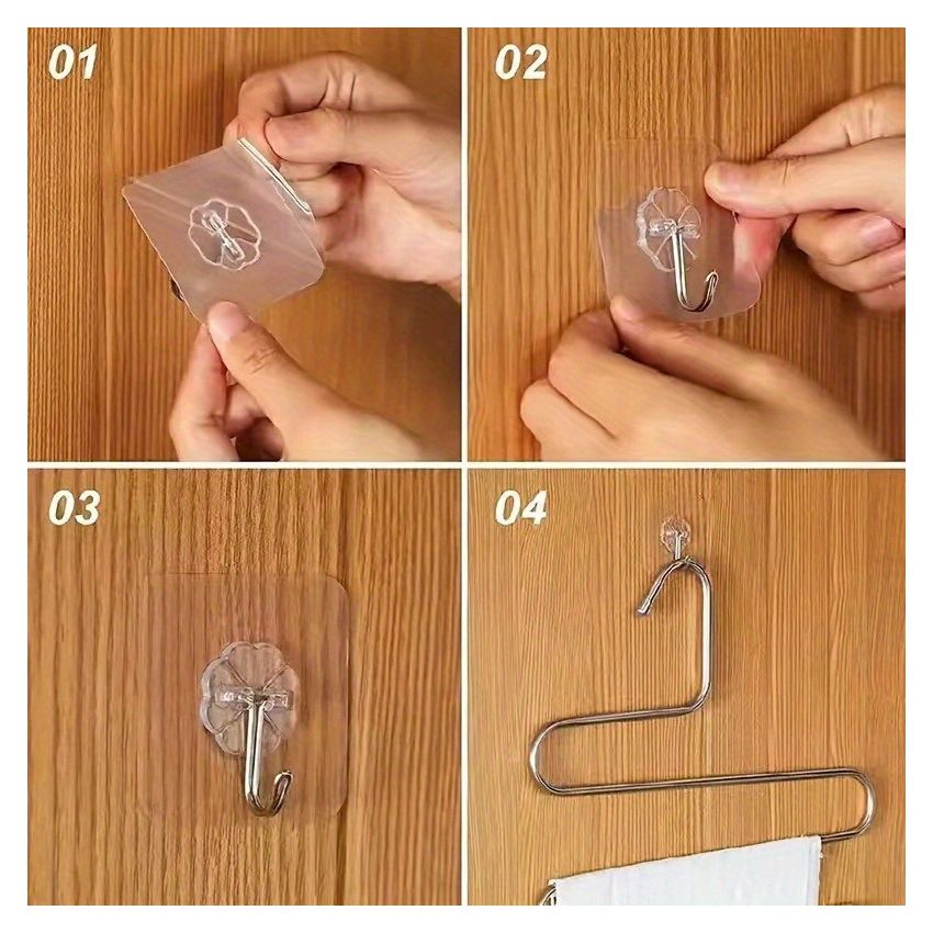 10 PCS Heavy-Duty Traceless Adhesive Wall Hooks – Waterproof, Punch-Free, Self-Adhesive Hook Rack for Keys, Towels, Hats & Bathroom Storage – No Drill, Removable, Multi-Purpose Wall Mount