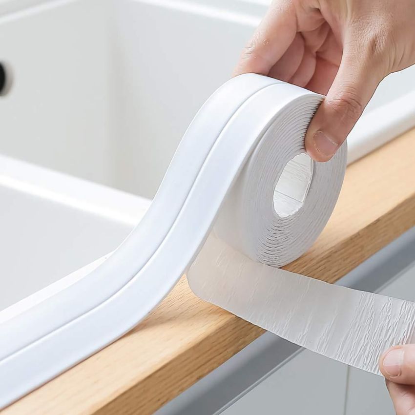 Waterproof Self-Adhesive Toilet & Bathroom Edge Guard – 5m U-Shaped Seal Strip for Toilet Base, Sink & Kitchen – Anti-Splash, Mold-Resistant, Durable Sealing Tape