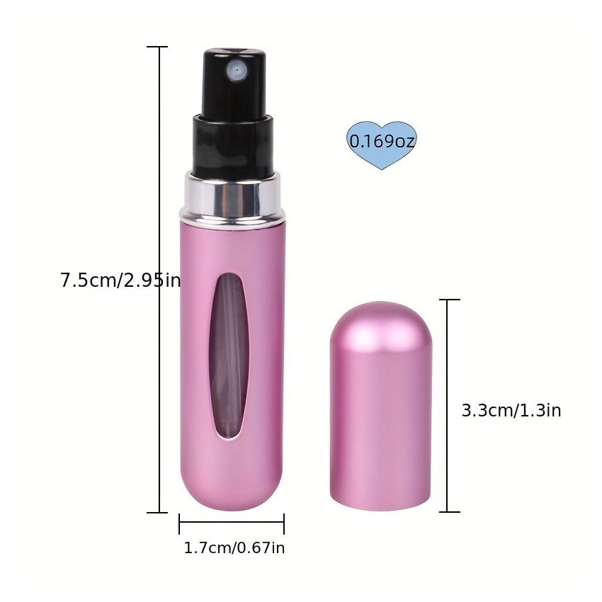 Mini 5ml Portable Refillable Perfume Atomizer – Aluminum Travel Spray Bottle, Leak-Proof Mist Pump, Empty Cosmetic Container for Fragrance, Multi-Color Options