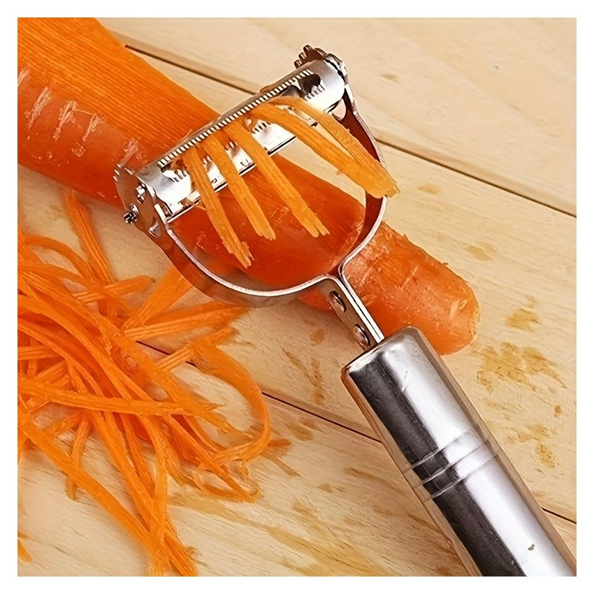 Stainless Steel Multi-Functional Vegetable Peeler & Slicer – Sharp Blade Manual Kitchen Tool for Potatoes, Carrots, Fruits – Ergonomic Handle, Grater, Chopper, Durable