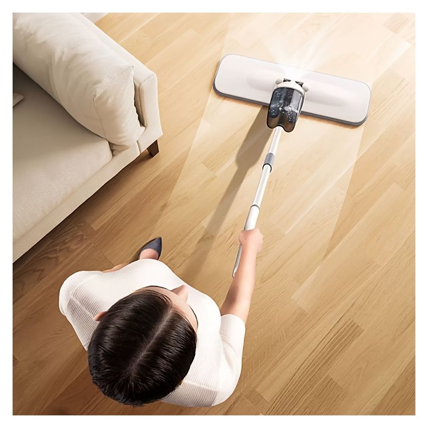 Dry & Wet Use Stainless Steel Spray Mop – Large mop + 1 fiber pad , Ultra-Fine Fiber Pad, Three-Layer Dust Lock, Detachable Cloth, Flat Mop for Home & Commercial Cleaning – No-Hand Wash, Water Mist Mop