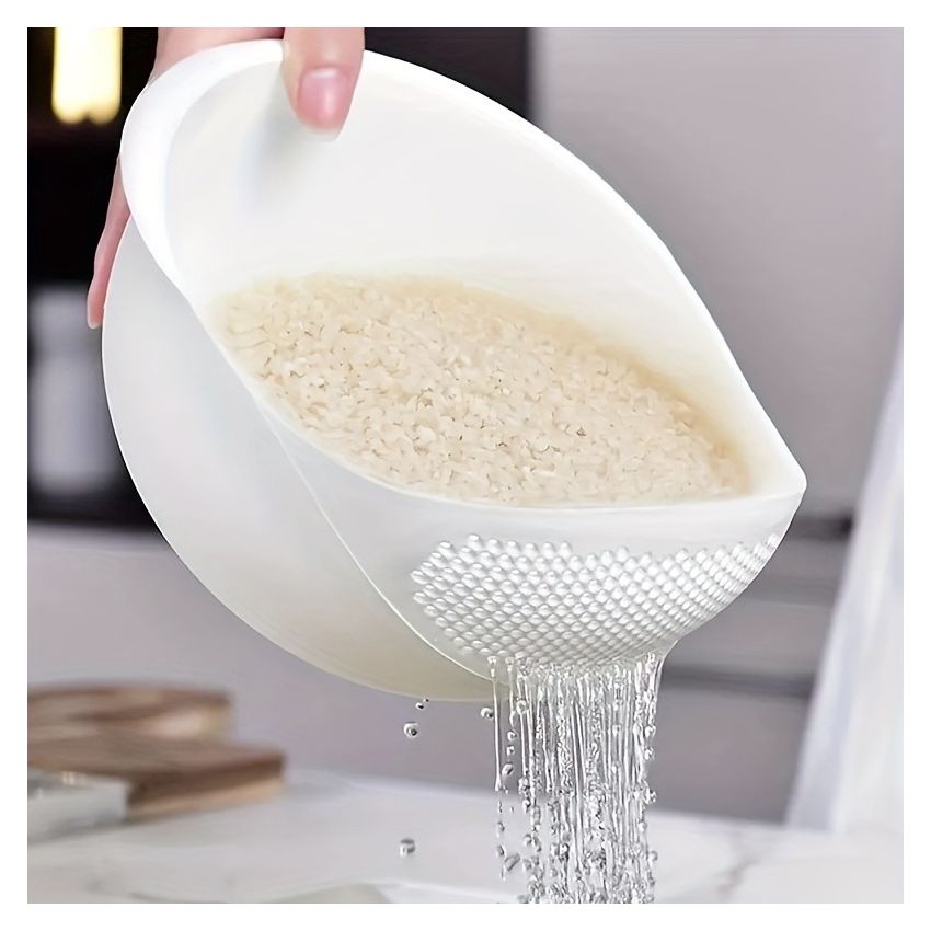 Versatile Plastic Bowl with Strainer – Multi-Functional Kitchenware for Washing Rice, Fruits & Vegetables – Durable, Easy to Use, No Power Required – Dormitory & Home Essentials
