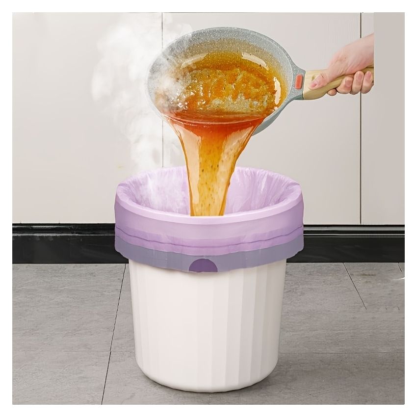 Roll of 100/50 Drawstring Purple Trash Bags – Heavy-Duty, Leak-Proof Garbage Bags for Kitchen, Bathroom, Bedroom & Living Room – Tear-Resistant Plastic Waste Bags for Home Use