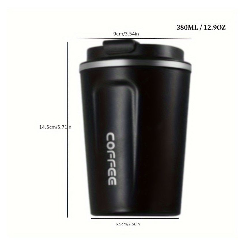 Stainless Steel Insulated Coffee Travel Mug 380ml– 304 Vacuum Double-Layer Cup, Leak-Proof Lockable Lid, Keeps Drinks Hot & Cold, Matte Finish, Portable for Car, Office & Outdoor Use