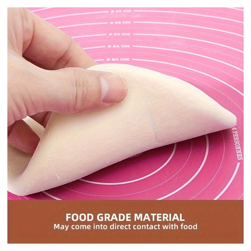 45x60cm Pink Non-Stick Pastry Mat – Reusable Baking Mat with Measurements for Dough, Cookies, Pies & Pastry Making