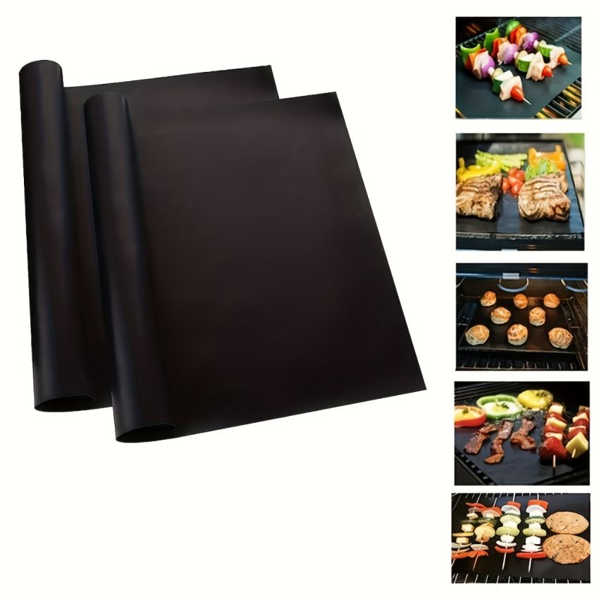 2-Pack Heavy Duty Non-Stick Oven Liners – PTFE-Coated Reusable Baking Mats for Oven Bottoms, Grills & BBQ
