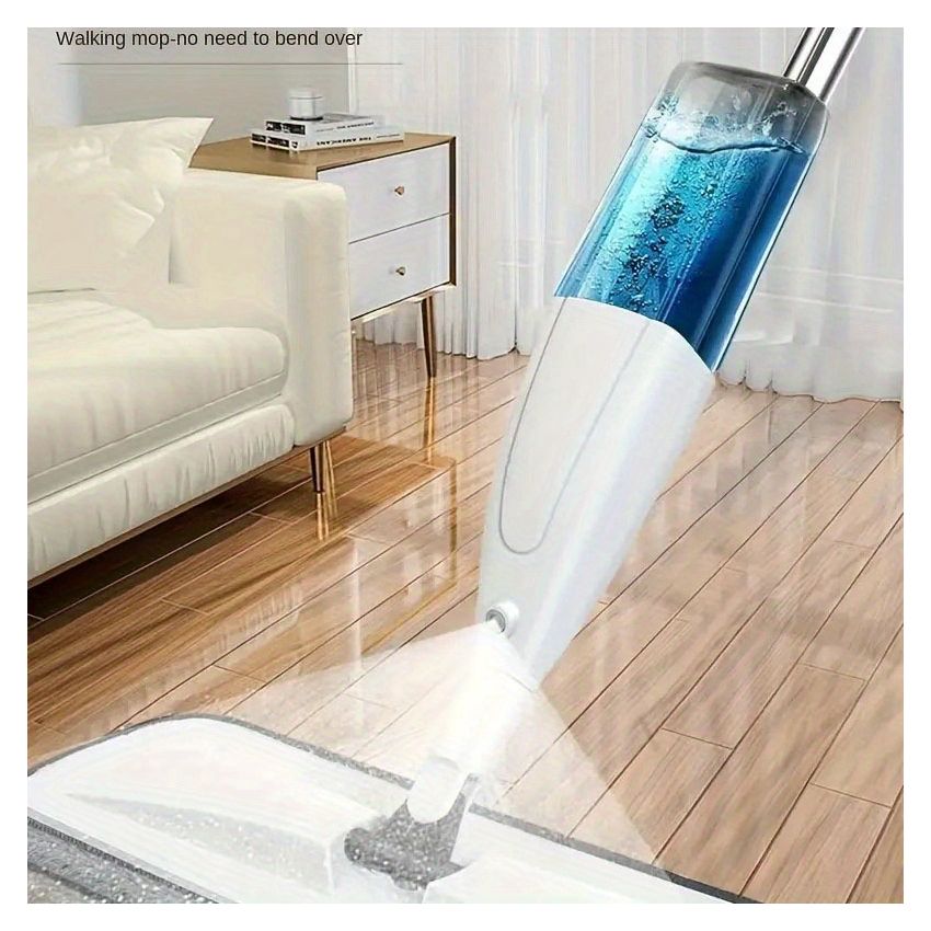 Dry & Wet Use Stainless Steel Spray Mop – Large mop + 1 fiber pad , Ultra-Fine Fiber Pad, Three-Layer Dust Lock, Detachable Cloth, Flat Mop for Home & Commercial Cleaning – No-Hand Wash, Water Mist Mop