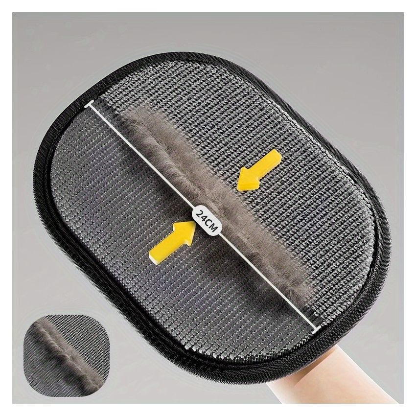 Large Pet Static Hair Removal Gloves – Black Polypropylene Cat & Dog Grooming Gloves with Yellow Accents, 24.99cm x 17.98cm – Effective Hair & Dander Removal, Durable Pet Care Accessory