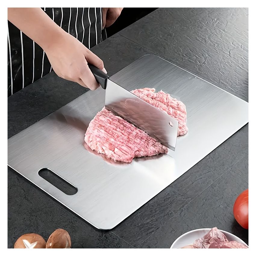 Premium Double-Sided Stainless Steel Chopping Board – Food Grade, Rust-Resistant, Dishwasher Safe & Durable – Ideal for Kitchen