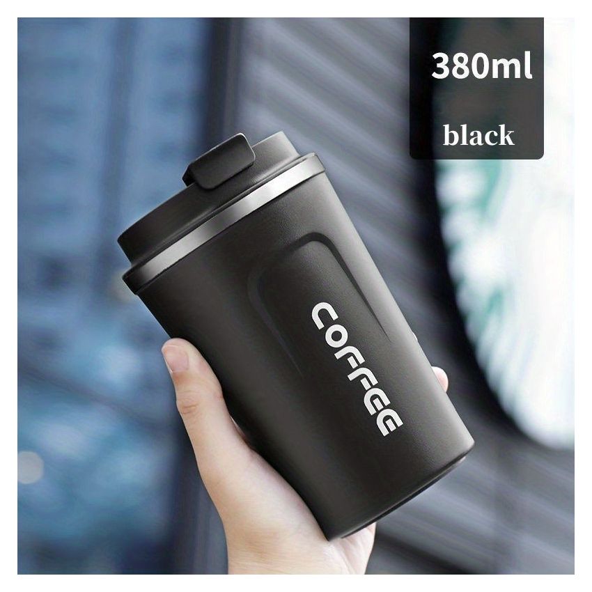 Stainless Steel Insulated Coffee Travel Mug 380ml– 304 Vacuum Double-Layer Cup, Leak-Proof Lockable Lid, Keeps Drinks Hot & Cold, Matte Finish, Portable for Car, Office & Outdoor Use