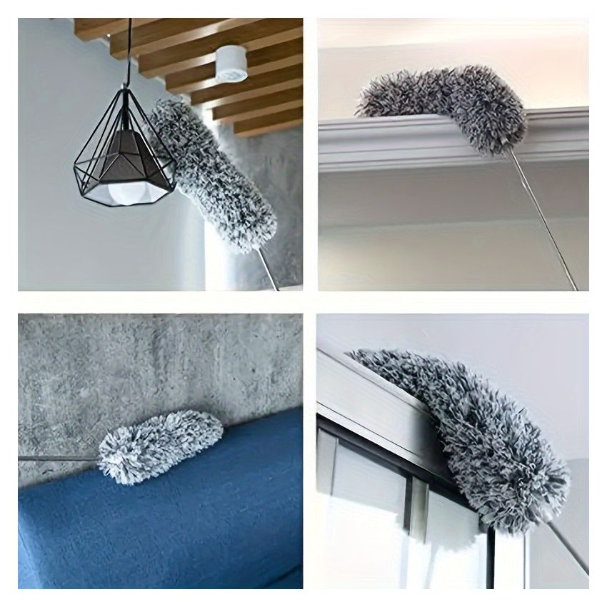 Retractable Dusting Brush with Bendable Head – Heavy-Duty Extendable Pole, Adjustable Bristles for Ceiling Fans, High Ceilings, Furniture, Cars & Tight Corners – Manual Cleaning Tool