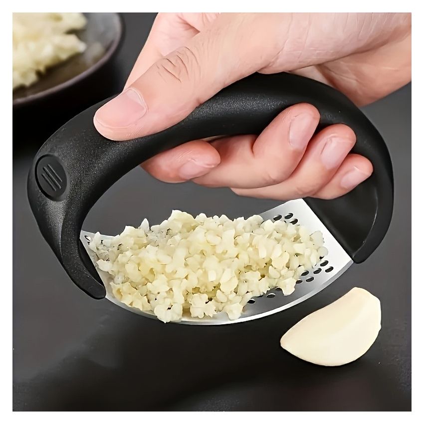 Stainless Steel Garlic Press – Manual Garlic Crusher & Mincer, Heavy-Duty Metal Construction, No Electricity, Easy to Use & Clean, Essential Kitchen Tool for Home, Dorm & Everyday Cooking