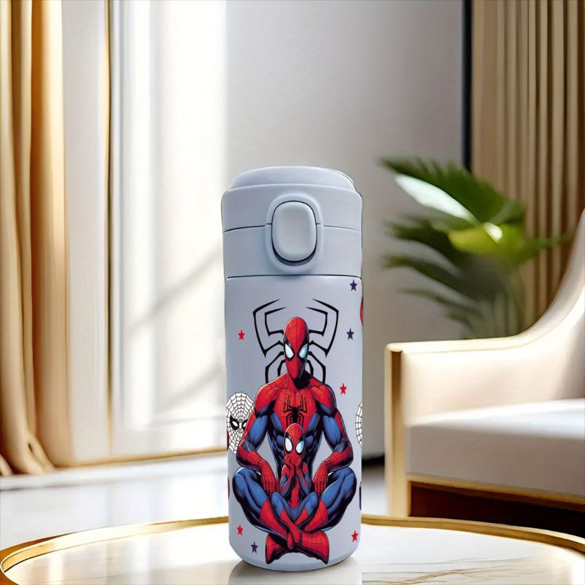 Marvel Spider-Man Stainless Steel Insulated Water Bottle 14.2oz – Leak-Proof Lock Lid, BPA-Free, Superhero Design for School, Office, Fitness & Outdoor – Durable Travel Flask for Men & Women
