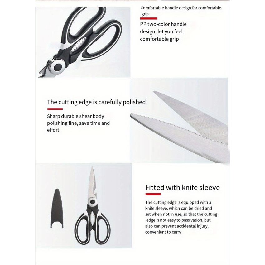 Heavy-Duty Kitchen Shears – 420 Stainless Steel Multipurpose Scissors for Chicken, Duck, Fish & Vegetables – Sharp Blades, Ergonomic Handles, Food-Safe, Durable Cooking Tool