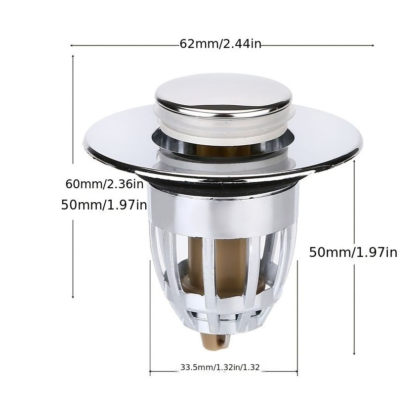 Universal Bathroom Sink Stopper – Anti-Odor Pop-Up Drain Plug with Hair Catcher, Fits 1.2–1.5 Inch Drains, Rust-Resistant Copper Core, Easy Install, Fast Drainage & Anti-Clog Design