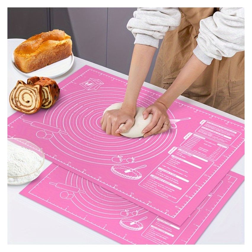 45x60cm Pink Non-Stick Pastry Mat – Reusable Baking Mat with Measurements for Dough, Cookies, Pies & Pastry Making