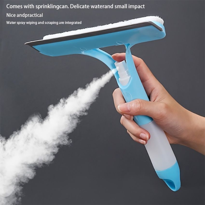 3-In-1 Multi-Functional Glass Cleaning Tool with Built-In Sprinkler – Streak-Free PP Plastic Window, Mirror & Surface Scraper for Kitchen, Bathroom, Bedroom & Living Room – Easy Grip & Durable