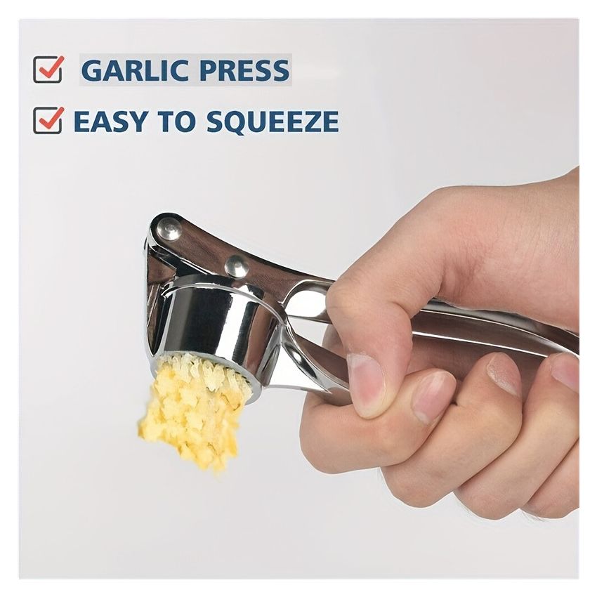 Heavy-Duty Garlic Press, Ginger Crusher & Lemon Squeezer – Manual Garlic Crusher Tool with Ergonomic Handle, Compact Design, Easy-Clean, Sturdy Build for Kitchen, Home & Restaurant Use