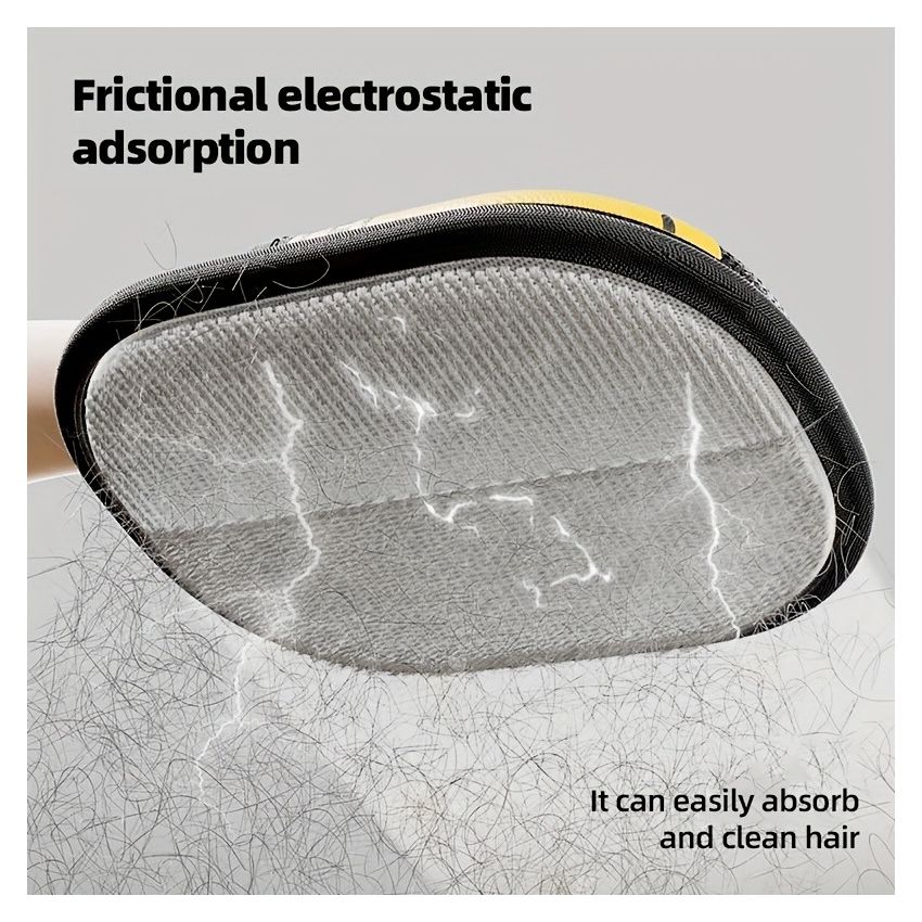 Large Pet Static Hair Removal Gloves – Black Polypropylene Cat & Dog Grooming Gloves with Yellow Accents, 24.99cm x 17.98cm – Effective Hair & Dander Removal, Durable Pet Care Accessory