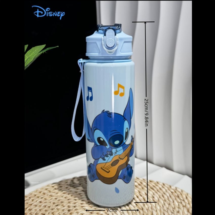 Disney KLM Cartoon Transparent Sports Water Bottle 800ML – Leakproof Pop-Up Lid, Lightweight Rectangle Bottle for Gym, Fitness, Running & Outdoor Hydration – Fun & Durable Gift