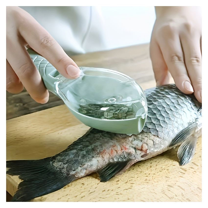 Fish Scale Scraper with Storage Box – Easy-Clean Household Fish Scale Remover, Anti-Splash Design, Safe Plastic Fish Scaler Tool with Cover, Quick Kitchen Gadget for Fish Cleaning & Cooking