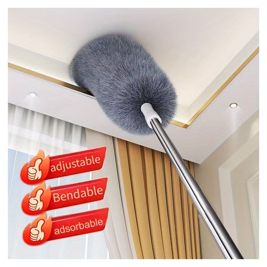 Retractable Dusting Brush with Bendable Head – Heavy-Duty Extendable Pole, Adjustable Bristles for Ceiling Fans, High Ceilings, Furniture, Cars & Tight Corners – Manual Cleaning Tool