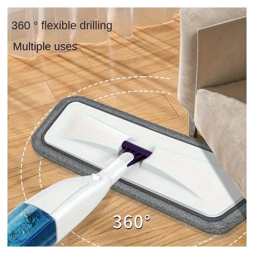 Dry & Wet Use Stainless Steel Spray Mop – Large mop + 1 fiber pad , Ultra-Fine Fiber Pad, Three-Layer Dust Lock, Detachable Cloth, Flat Mop for Home & Commercial Cleaning – No-Hand Wash, Water Mist Mop