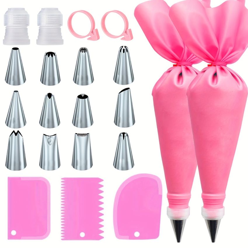 Velostar 21-Piece Stainless Steel Cake Decorating Tools Set with Piping Bags, Tips & Accessories