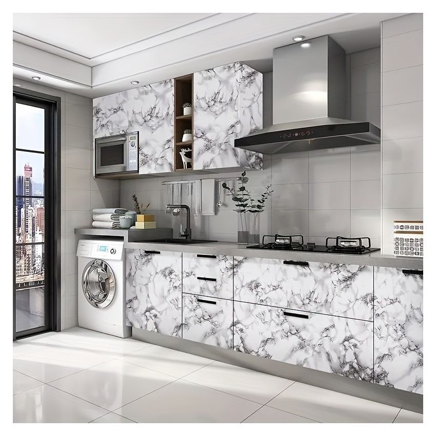 Modern Aesthetic Self-Adhesive Marble Wallpaper – 3 Colors, Decorative Peel & Stick Wall Covering for Kitchen, Bathroom, Tabletop, Room Renovation – 39.98 cm Width, 100/500/1000 cm Length