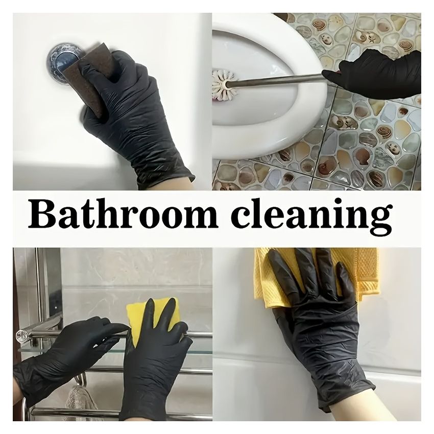 100 PCS Black Nitrile Gloves – Disposable, Latex-Free, Durable, Waterproof, Non-Slip, Food Safe – Ideal for Kitchen, Dishwashing, Cleaning, Indoor & Outdoor Use – Comfortable Fit