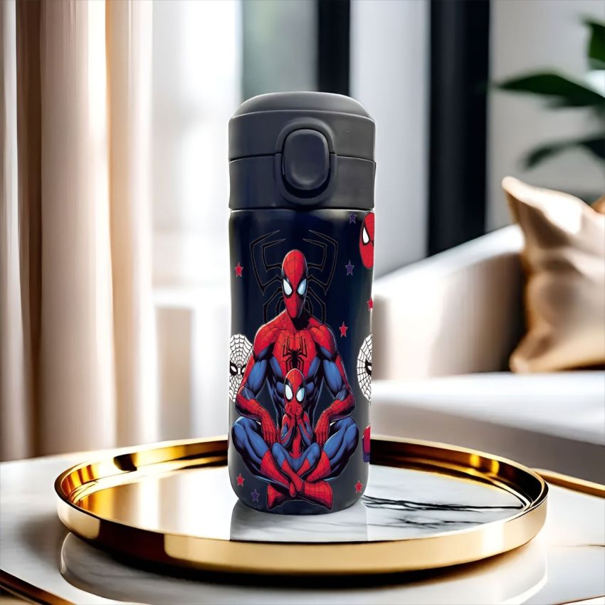 Marvel Spider-Man Stainless Steel Insulated Water Bottle 14.2oz – Leak-Proof Lock Lid, BPA-Free, Superhero Design for School, Office, Fitness & Outdoor – Durable Travel Flask for Men & Women