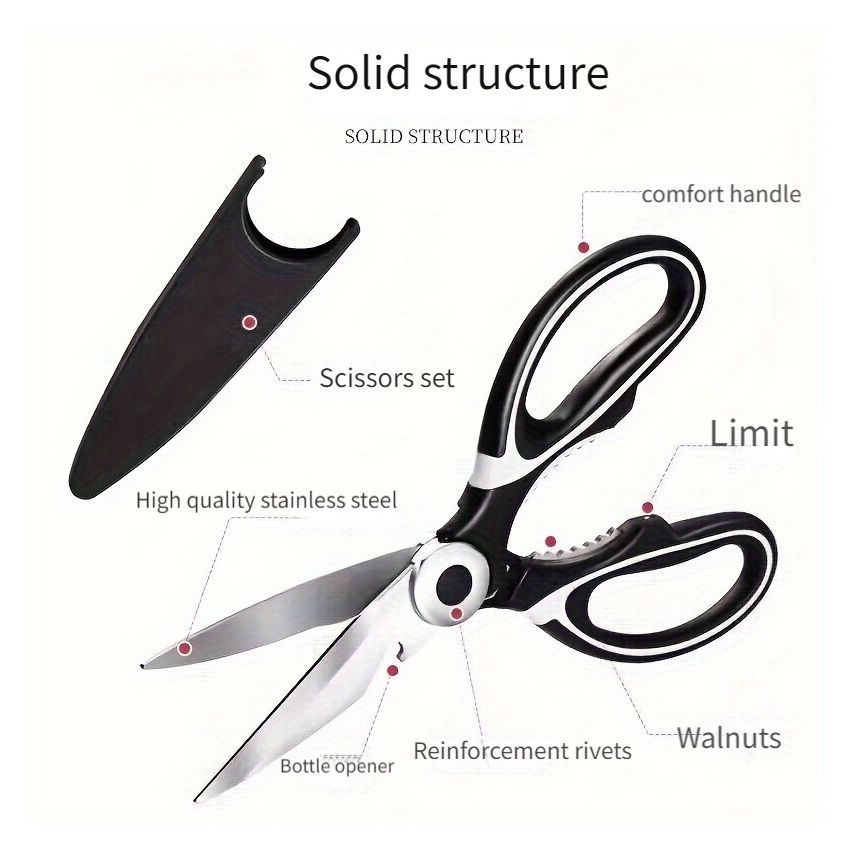 Heavy-Duty Kitchen Shears – 420 Stainless Steel Multipurpose Scissors for Chicken, Duck, Fish & Vegetables – Sharp Blades, Ergonomic Handles, Food-Safe, Durable Cooking Tool