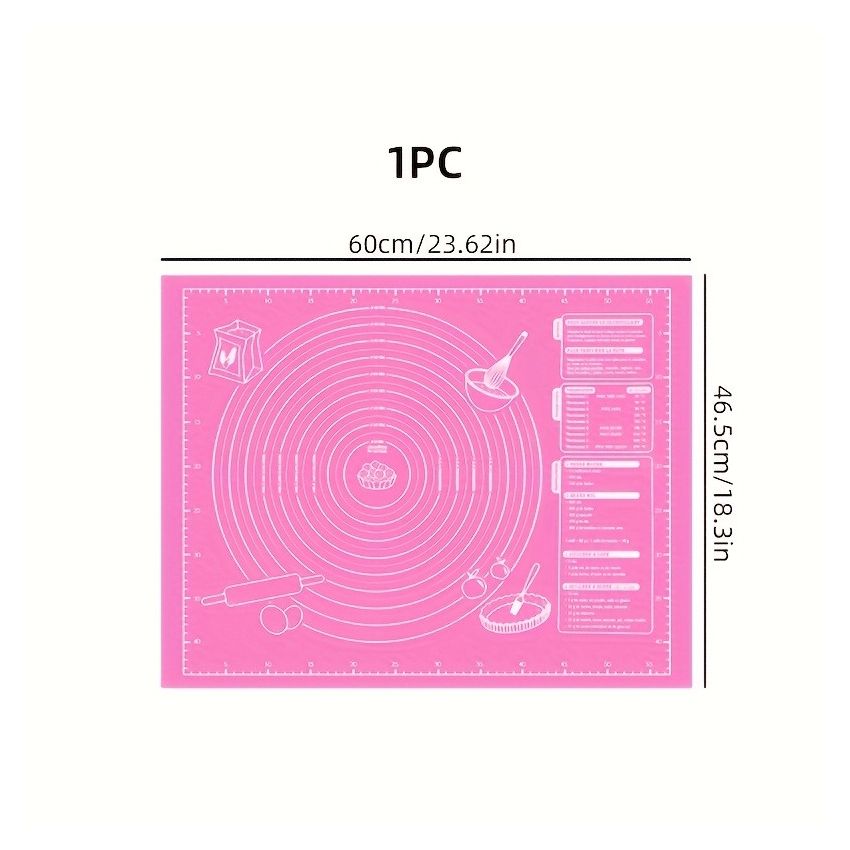 45x60cm Pink Non-Stick Pastry Mat – Reusable Baking Mat with Measurements for Dough, Cookies, Pies & Pastry Making