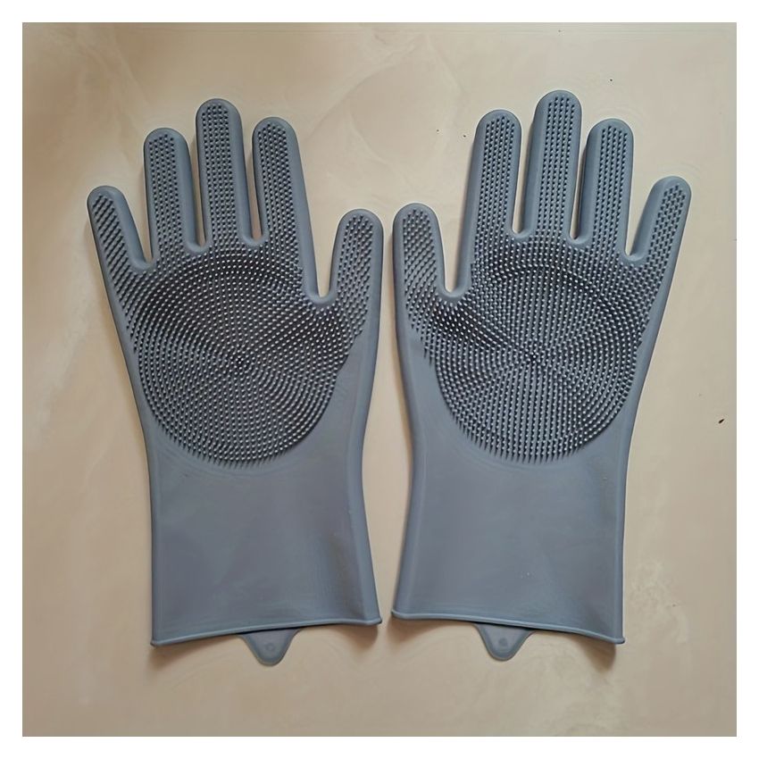 Pair of Reusable Silicone Cleaning Gloves – Waterproof, Heat-Resistant & Durable for Kitchen, Dishwashing, Pet Bathing, Car Washing – PVC-Free Household Gloves
