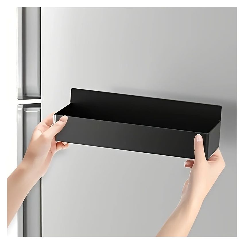 2-Pack Large Magnetic Plastic Storage Baskets – Space-Saving Kitchen Organizer for Fridge, Microwave, Washing Machine (No-Drill)