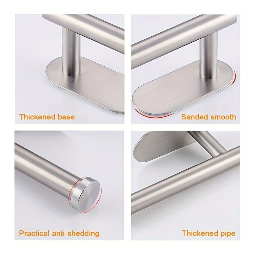 Self-Adhesive Toilet Paper Holder – Black Stainless Steel, Wall-Mounted Without Drilling, Rustproof Bathroom Tissue Holder for Toilet, Kitchen & Shower Towel Storage